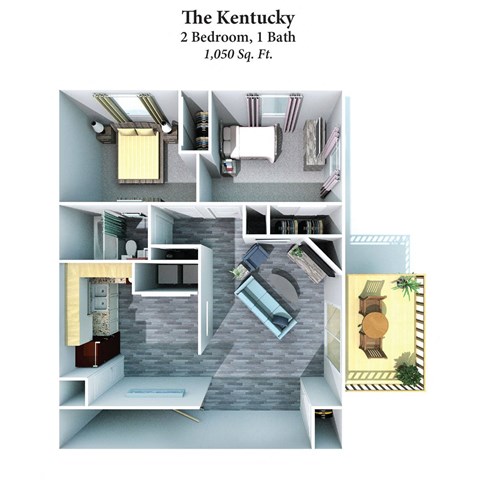 2 bed 1 bath D at 450 on Keeneland Apartments, Richmond, Kentucky